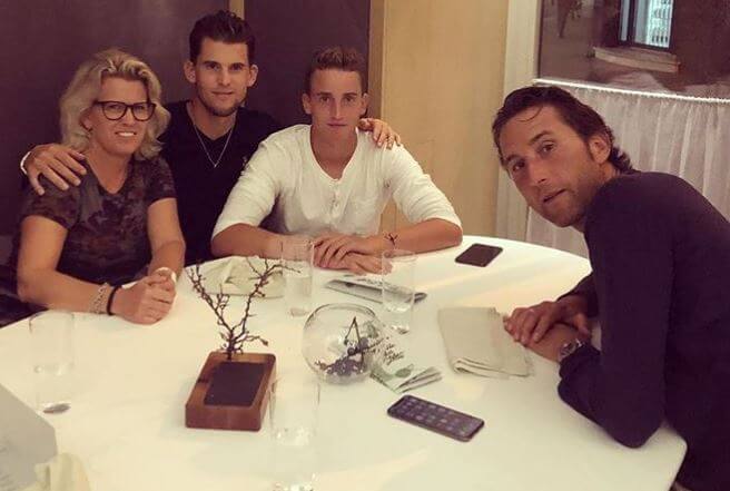 Karin Thiem having dinner with her family.